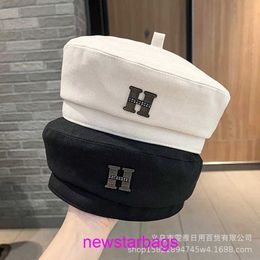 Ball Caps Original edition Designer Herms Hat for sale Rhinestone Letter beret Female Xia Xianfeng Face Small Versatile Painter Octagonal Big Waist Fashion