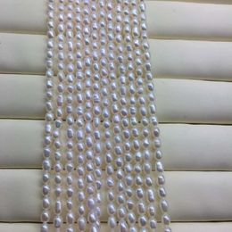 Chains Freshwater Pearl Necklace Rice Shape With Size 3.5-4mm Loose Strands DIY Jewellery Accessories