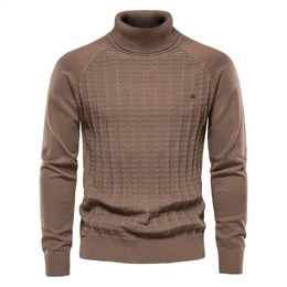 Mens Sweaters AIOPESON Solid Colour Knitted Turtleneck Male Sweater Cotton High Quality Warm Men Pullover Winter Casual for 231116