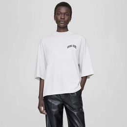 24SS Женская дизайнерская футболка Классическая буква печатая хлопок с серой серой белой рукаво