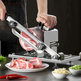 1pc, Manual Frozen Meat Slicer, Stainless Steel Food Slicer Machine, Adjustable SliceThickness Multifunction Cutter For Beef Mutton Roll Sausage Vegetable