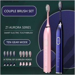 Toothbrush Automatic Sonic Electric Toothbrush 10 Modes USB Rechargeable Ultrasonic Teeth Brush for Adult 5/10pcs Replacement Heads Set Q231117