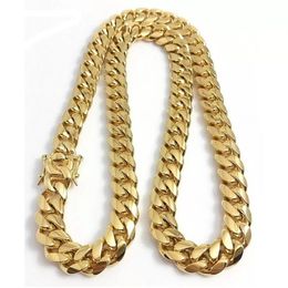 Designers necklaces cuban link gold chain chains Gold Miami Cuban Link Chain Necklace Men Hip Hop Stainless Steel Jewellery Necklace232D