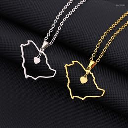 Chains Saudi Arabia Map Contour Gold Color Charm Pendant Necklace Kingdom Of Heart Stainless Steel Jewelry Women Girls