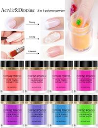 12 JarsSet Fluorescent Nail Dipping Powder 3 In 1 DippingCarvingExtension Dipping Glitter Pigment Dust for Nail Art Decorate3838139