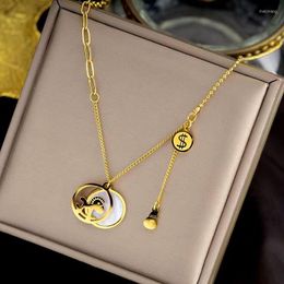 Pendant Necklaces Stainless Steel Necklace Gold Animal Fritillary Round For Women Luxury Designer Chain Jewelry Girls Gift