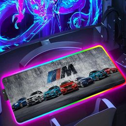 Mouse Pads Wrist Rests B-BMW Pc Gamer Large Mouse Pad Keyboard Backlight Accessories Rgb Anime Xxl Gaming Mousepad Desk Protector Extended Mat Backlit YQ231117