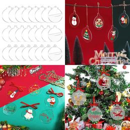 Keychains 72Piece Clear Round Acrylic Christmas Ornament DIY Blank Bauble Tree Decoration Stocking Name Tag Holiday Gift Tags