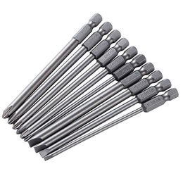 Screwdrivers 100mm 10Pcs/Set Slotted Phillips Cross Bit Screwdriver S2 BST Bit 006 For Electric Drill Screw Remover Electrical Hand Tools 230417