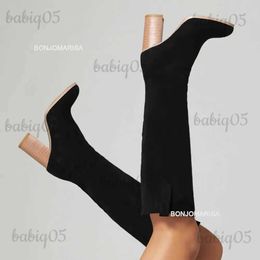 Boots Pointed Toe Knee High Boots For Women Fashion Classic Boots Winter Warm Add Fur Shoes Casual Comfortable Long Boots Flock T231117