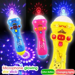 Led Rave Toy 1pcs LED Light Flashing Projection Microphone Torch Shape Kids Baby Children Toy Gift 230417