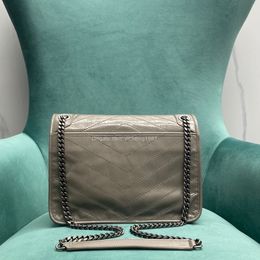 10A Mirror Quality Designer Niki Bag Woman Meenger Handbag Real Leather Courier Bag Backpack Crobody 28cm kapacitet Gray Sier Hardware Bag