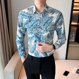 Men's Casual Shirts Plus Size 5XL Pure Cotton Print For Men Long Sleeve Button Up Male Dress Floral Shirt Business Fashion Ropa Hombre