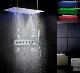 5 Water Functions Work Together Or Separately 80X40 CM Rain Swash Atomizing Shower Head Bathroom LED Shower Faucet Set 00880x404542221