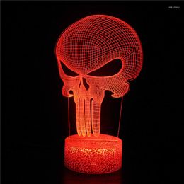 Night Lights 3d Skull Table Lamp Illusion Led For Bedroom Home Decoration Halloween Birthday Gifts Cool Surprise Boy Men