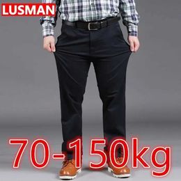 Men's Pants Fat Men Casual Pants Plus Size 34-50 Casual Trousers Black Long Pants Stretch Fabric Loose Baggy Pants Big Size for 70-150kg J231116