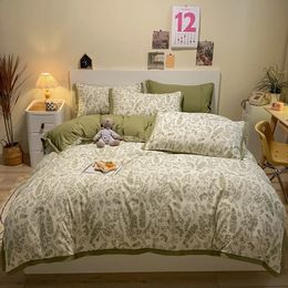 Bedding sets Retro Pastoral Style Double Bed Quilt Cover Sheet Pillowcase Class A Pure Cotton Fourpiece Set Adult 231116