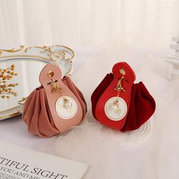 Gift Wrap Wedding Party Velvet Candy Bags With Drawstring Boxes Sugar Containers PU Leather Box Sachet 5Color Bag