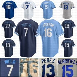 7 Bobby Witt Jr. Custom Baseball Jersey Bo Jackson George Brett Saador Perez Mj Melendez Whit Merrifield Brady Singer Michael A. Taylor