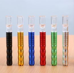 Smoking Pipe Aluminum alloy colored bamboo joint type metal disposable cigarette transparent mouth straight pipe nozzle