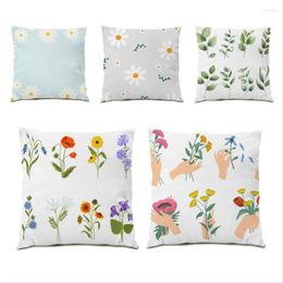 Pillow Velvet Fabric Decoration Home Decor Beautiful Flower Pilow Cover Polyester Linen Pillowcase Decorative Cases Covers E0759