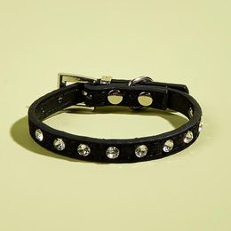 Dog Collars PU Leather Pet Collar One-Row Drill Kitten Soft And Durable