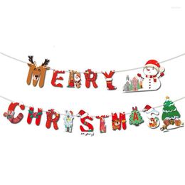 Party Decoration Christmas Banners Paper Hanging Flags Santa Claus Snowman Deer Xmas Tree Bunting Garland Merry Decorations For Home