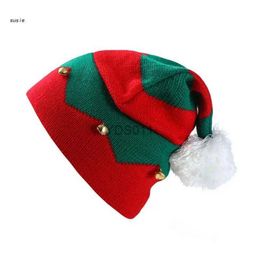 Beanie/Skull Caps X7YA Kids Children Baby Xmas Beanie Knitted Skull Cap Jingle Bells Christmas Elf Hat YQ231117