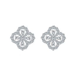 Four Leaf Clover Trendy Niche Design, Elegant Luxurious, Full of Diamond Petals, Autumn and Winter Earrings,