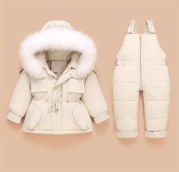Clothing Sets Down Coat Jacket Kids Toddler Jumpsuit Baby Girl Boy Clothes Winter Outfit Snowsuit Overalls 2 Pcs Clothing Sets LJ22013859