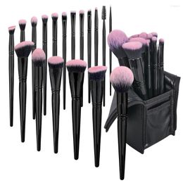 Макияж щетки 10 шт. Черный набор профессиональный натуральный розовый фундамент для волос контурные тени для век макияж Бесплатный печатный логотип