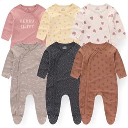 Rompers born Baby Boy Clothes Sets 3Pieces 100 Cotton Girl Long Sleeve Autumn Cartoon Zipper Spring Bebes 231116