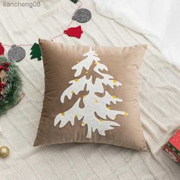 Cushion/Decorative White Nordic Christmas Cushion Cover Letter Embroidered Cushion Covers Festival Decorative Cushions for Sofa