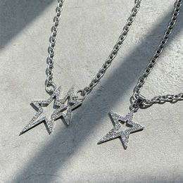 Pendant Necklaces Korean Fashion Aesthetic Crystal Star Necklace Choker Punk Unique Pendant Necklace for Women Egirl Jewellery Y2K Accessories Z0417