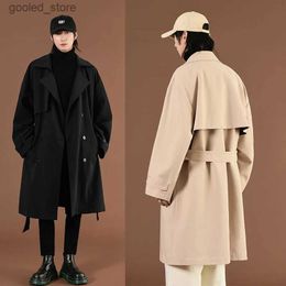 Men's Trench Coats Korean style Spring/Autumn Trench Coat Men/Women Streetwear Windbreaker Trenchcoat Men Solid Business Casual Loose Long Overcoat Q231118