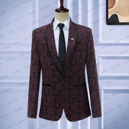 Men's Suits 2023 Wine And Red Black Jacquard High Quality Perfect Men Casual Wedding Italian Design Custom Made Jacket Blazer Coat