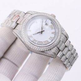 Mens Watch 41mm White Dial Mechanical Movement Automatic Watches Stainless Steel Diamond Strap Casual Wristwatch Orologio di lusso