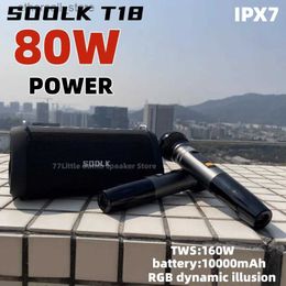 Cell Phone Speakers Caixa De Som SODLK T18 160W high-power Bluetooth speaker outdoor wireless subwoofer speaker TES party karaoke giant bass with microphone Q231117