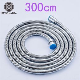 Stainless Steel 3M Flexible Shower Hose Bathroom Water Hose Replace Pipe Chrome Brushed Nickel203S
