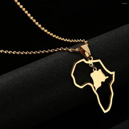 Pendant Necklaces Stainless Steel Africa & Congo Map Gold Silver Colour DRC Kinshasa Necklace Ethnic Jewellery