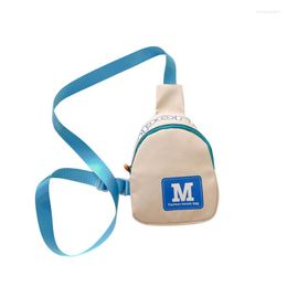 Waist Bags Kids Boys Girls Sling Backpack Letters Print Contrast Color Zip-up Crossbody Chest Pack