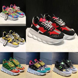 Luxury designer shoes chain reaction platform shoes mens womens black white yellow green animalier flowers casual sports trainer running shoes sneakers C111701
