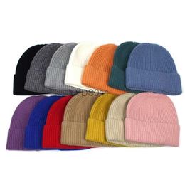 Beanie/Skull Caps Crimping Knitting Solid Colour Keep Warm Unisex Beanie Autumn Winter Korean Version Earflaps Men Knitted Hat Ski Cap YQ231117