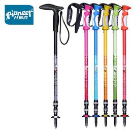 Ski Poles Pioneer 2Pcs Ultralight Aluminium Alloy Anti Shock Walking Stick For Outdoor Camping Hiking Tourism Foldable Trekking 231116