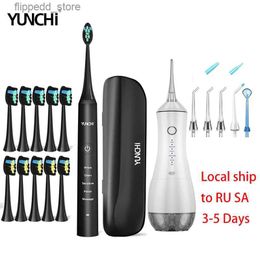 Toothbrush Ultrasonic Sonic Electric Toothbrush USB Rechargeable 5 Modes with 10 Refills Oral Irrigator Dental Water Flosser 320ml Tank Q231117
