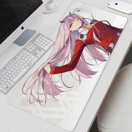 Mouse Pads Wrist Rests Anime Zero Two Darling in the Franxx Mouse Pad Gaming XL Large New Mousepad XXL keyboard pad Carpet Soft Non-Slip PC Mouse Mats YQ231117