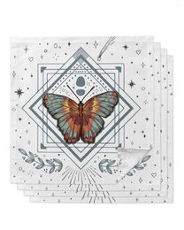 Table Napkin 4pcs Lines Butterflies Stars Diamonds Leaves Square 50cm Wedding Decoration Cloth Kitchen Serving Napkins