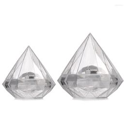 Gift Wrap 12pcs Candy Boxes Diamond Shape Wedding Box Transparent Plastic Packaging 367A