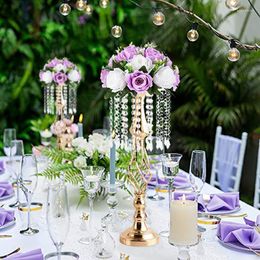 Party Decoration 52cm Tall Crystal Candle Flower Holder Centerpiece Candlestick Road Lead Flowers For Wedding Table Decor