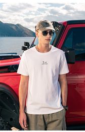 Men's T Shirts 2777 Heavyweight Cotton Men's Short-sleeved T-shirt Summer Print Letter Half-sleeve Round Neck